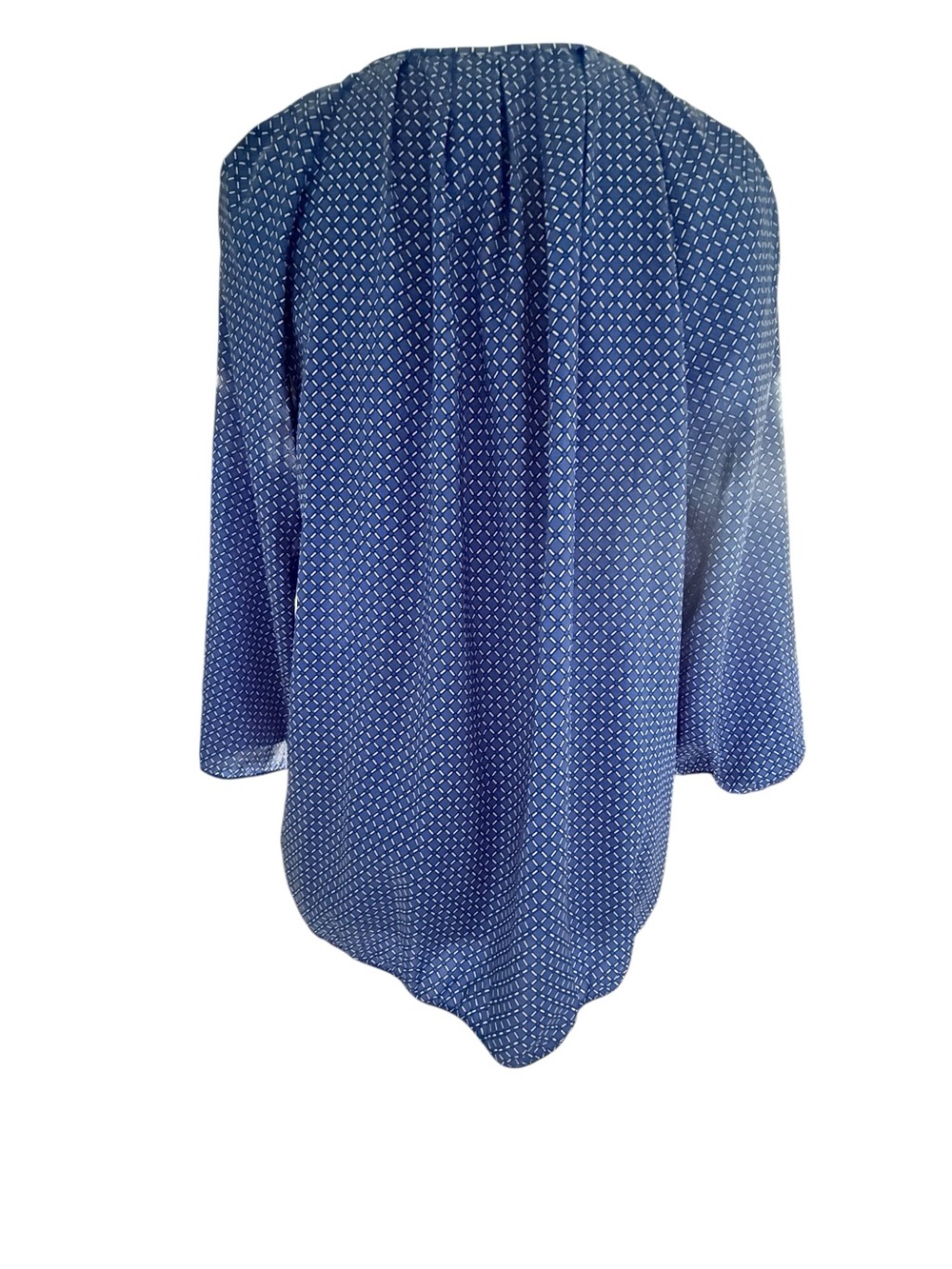 Ann Taylor Royal Blue Printed Tie-Front Blouse - Picture 3 of 8